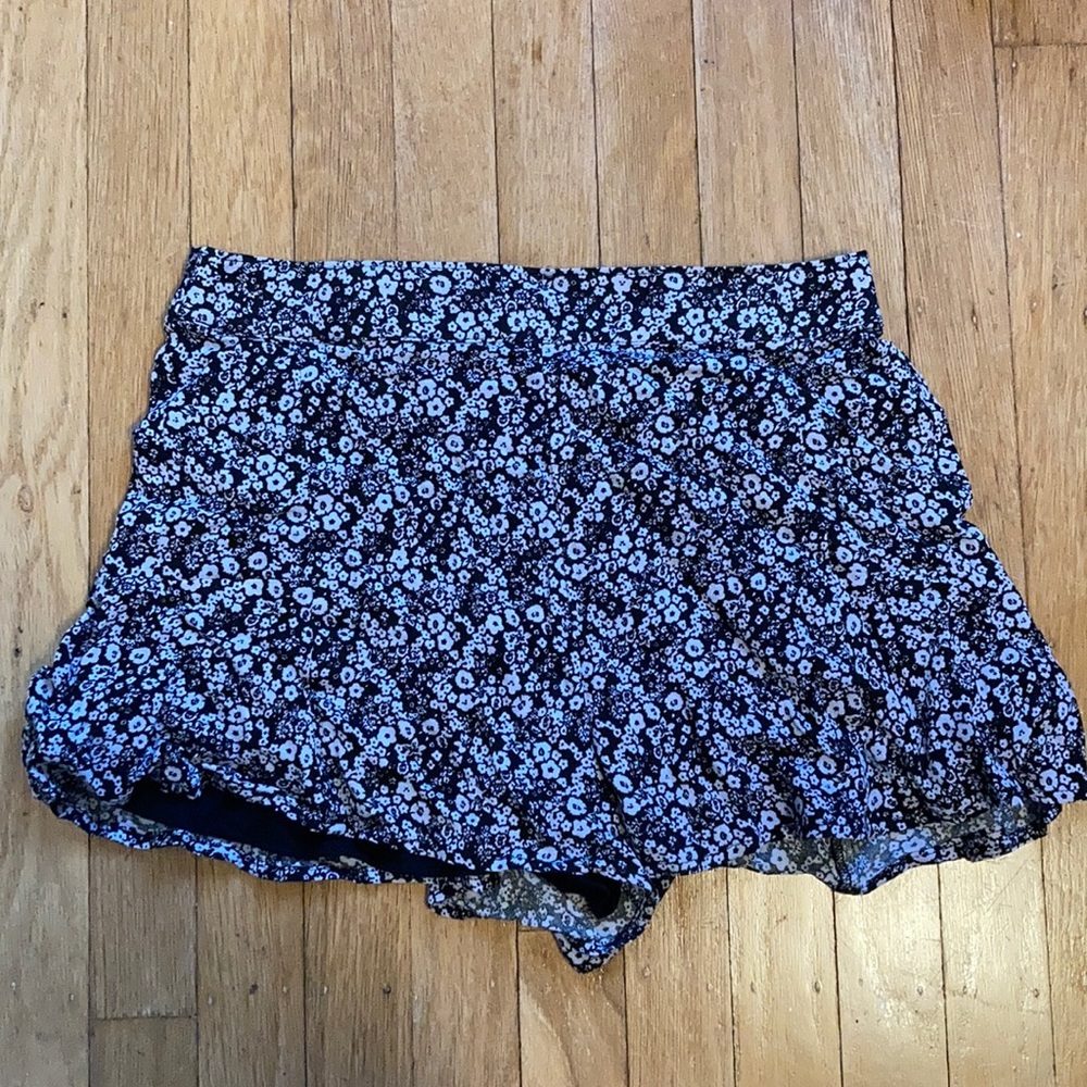 Black and white floral shorts